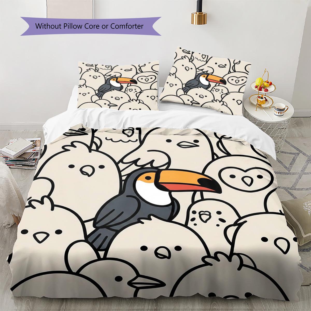 

Toucan Pattern Bedding Quilt Set Quilt Cover Pillowcase Home Decoration Birthday Gift (1 * duvet cover + 2 * pillowcase, without core) 135x200cm