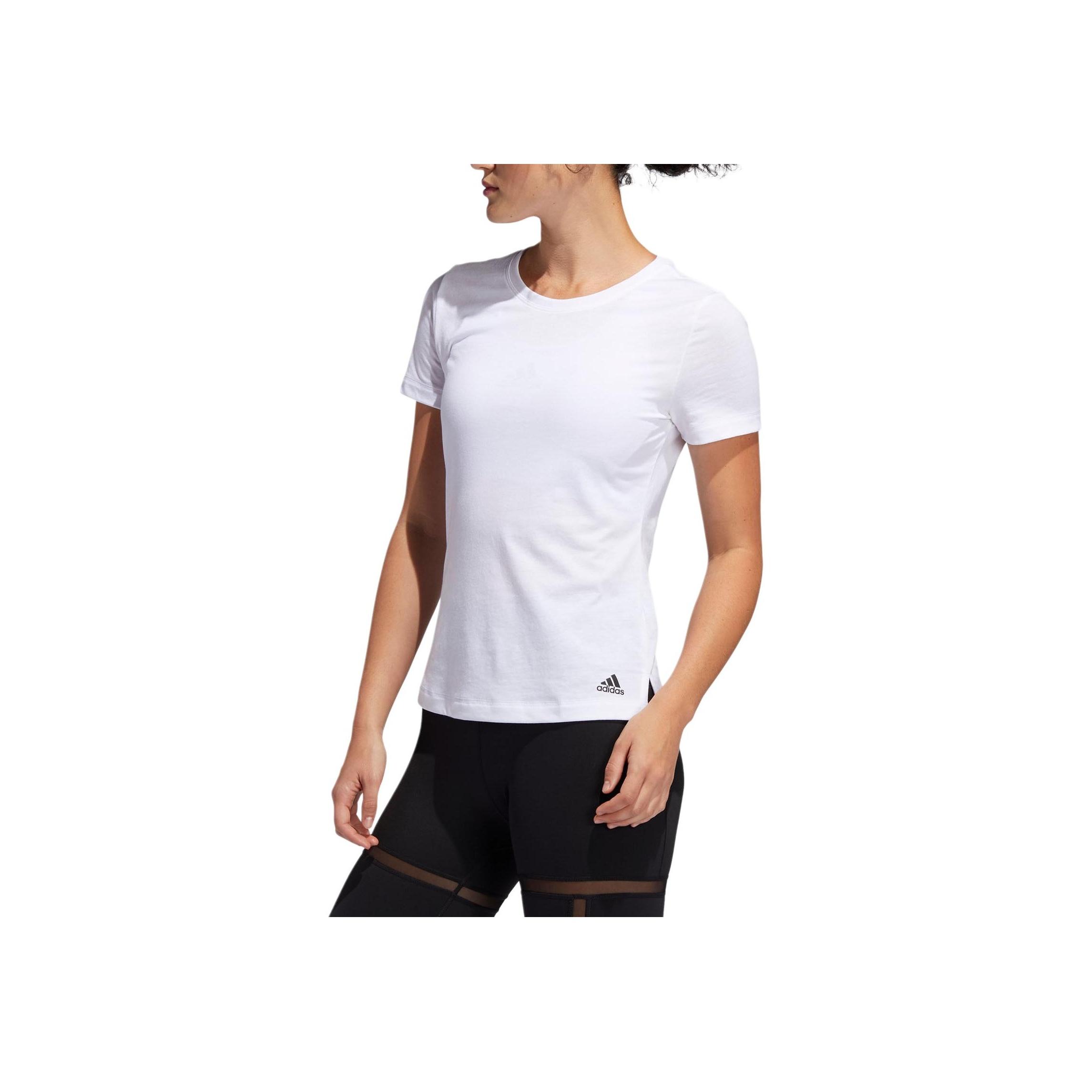 

Adidas Футболка Prime Solid Slim Fit с круглым вырезом и коротким рукавом, женские топы, белый, черный FL8784 M