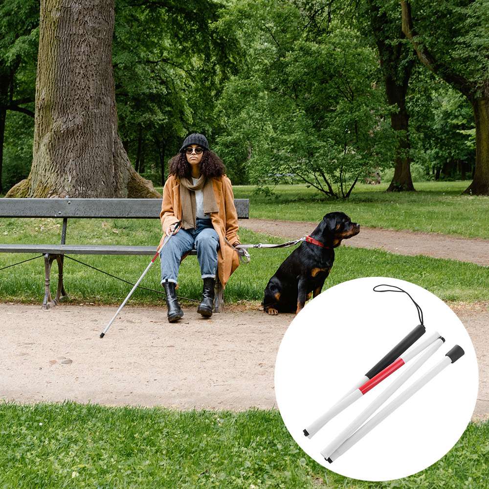 Odblaskowa składana laska aluminiowa ze stopu cynku i cynku, kijki trekkingowe, laska dla osób niedowidzących, laska dla osób starszych