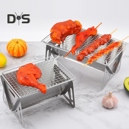 Portable Charcoal Grill Stainless Steel BBQ Stove for Outdoor Camping Picnic Hiking Folding Air Ventilation Design Grill Lightweight Barbecue Grill