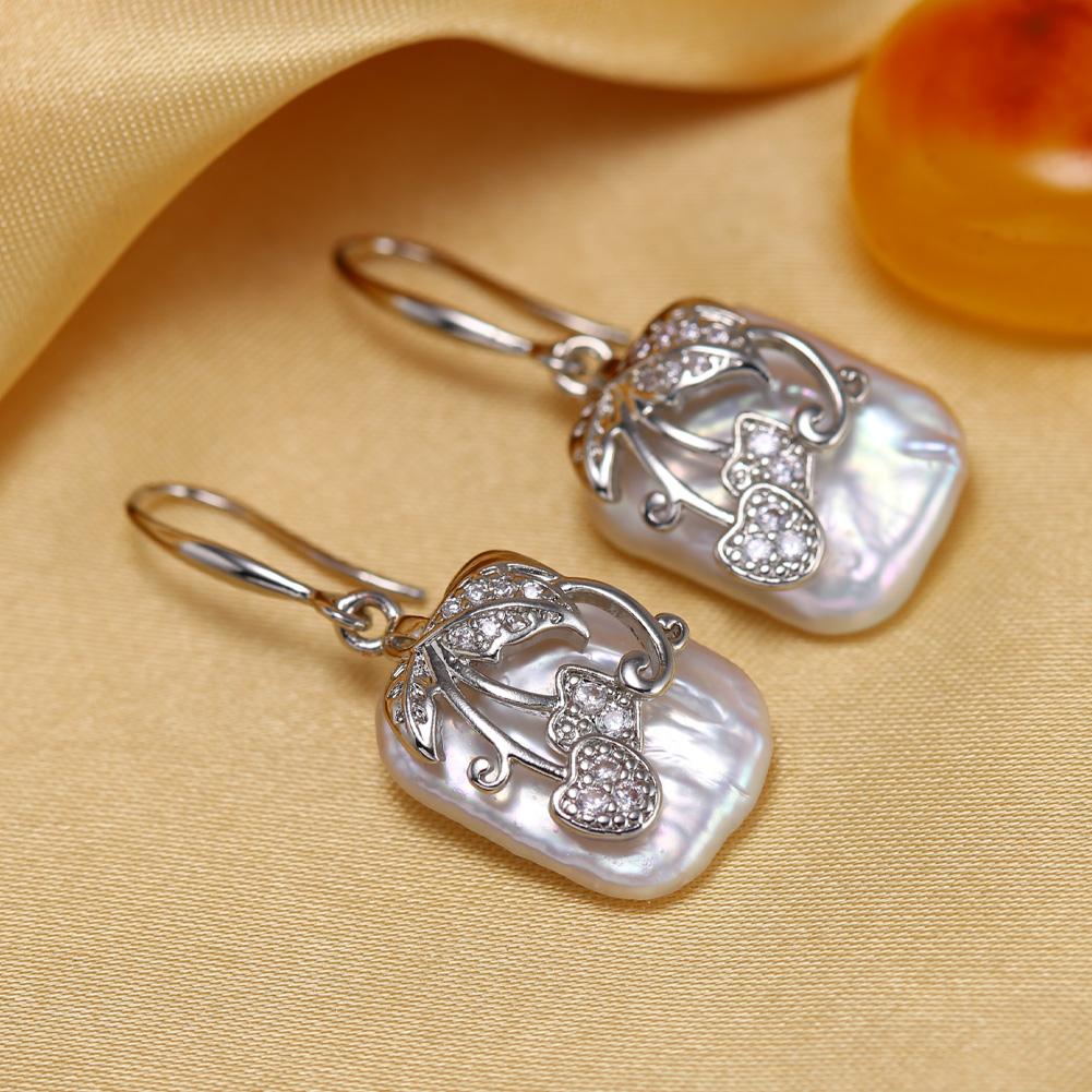 SENIKO Přírodní sladkovodní velké barokní perlové náušnice Módní kubické zirkonové perlové náušnice pro ženy, párty šperky