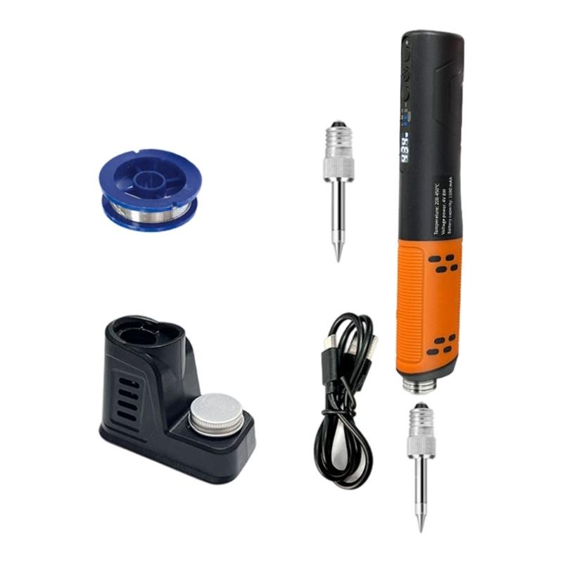 Wireless Soldering Iron Vertical Stand Built In 1500mAh Battery Rapid Heating Techs USB C Rechargeable Tool