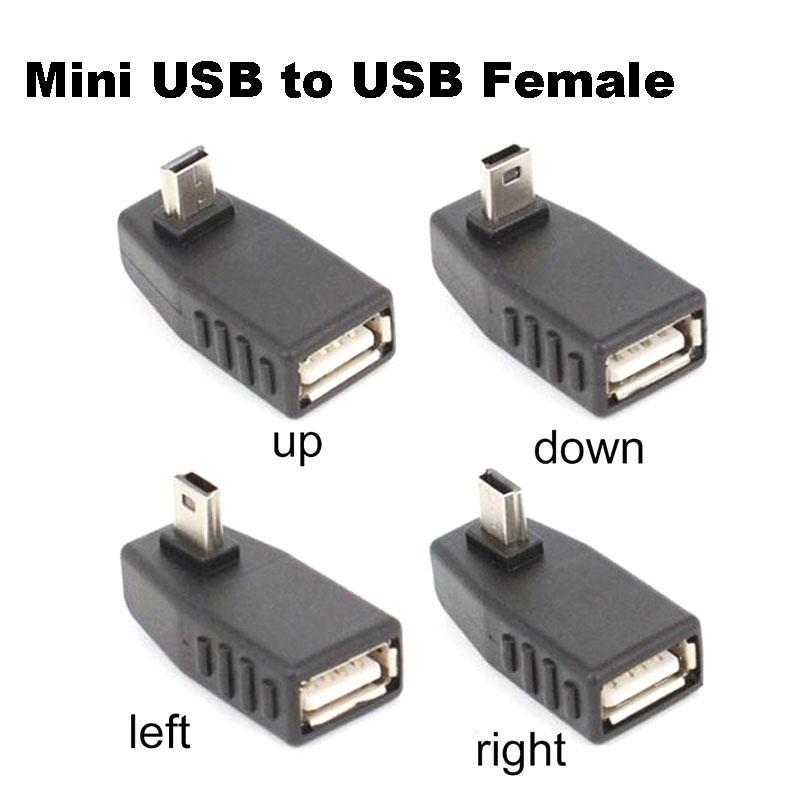 Mini USB 5kolíkový samec na USB typ A samice 90stupňový úhlový převodník Konektor dat synchronizace OTG adaptér pro auto PC Tablet Telefon U-Disk