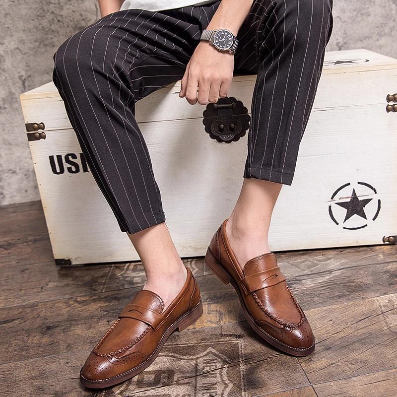 Men's Loafers Leather Shoes Leather Soft Anti-slip Driving Shoes Outdoor Man High Quality Mens Loafers Luxury Dress Shoes Men