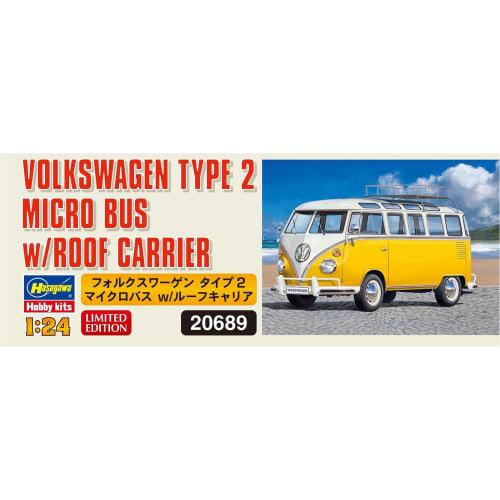 Hasegawa 1/24 scale Volkswagen Type 2 Microbus with Roof Carrier Plastic Model 20689
