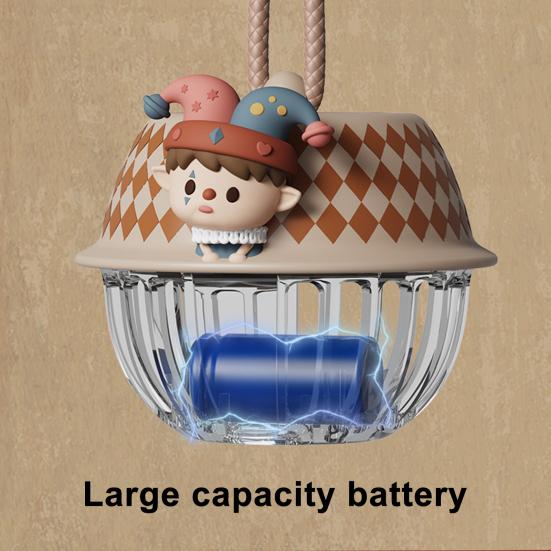 Hanger Fan Adjustable 3-Speed Wind Modes Portable Hanging Neck Small Fan Cartoon Elephant Design Circus Bells Shape Cooling