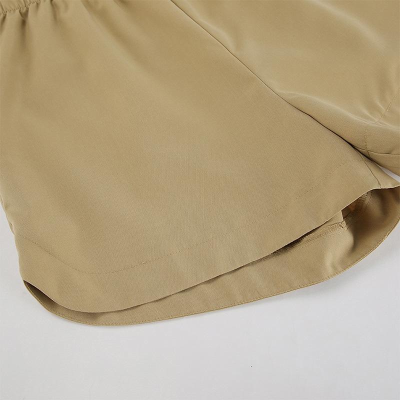 Summer Y2K Shorts Set Sexy Khaki Strapless Top High Waisted Wide Leg Shorts Set for Women's Summer Elegant Casual 2 Piece Sets