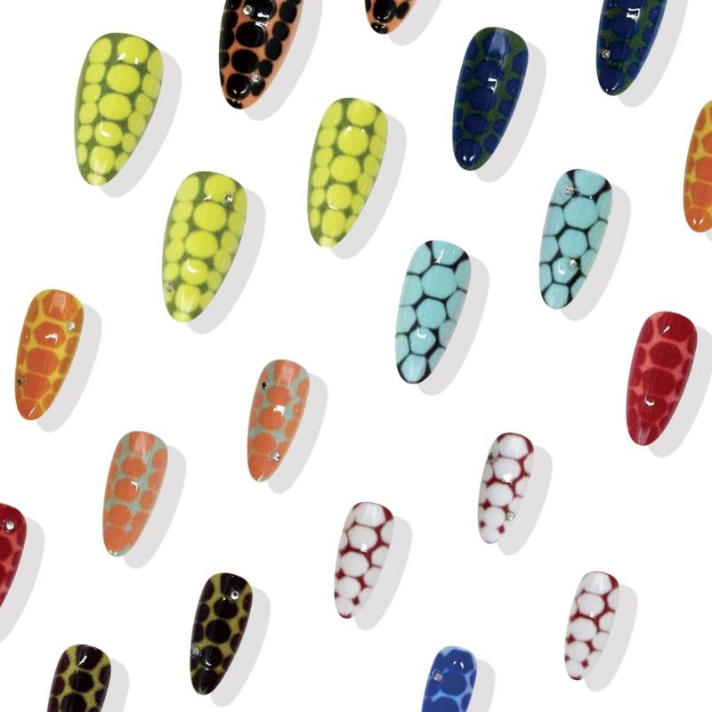 Almond Press On Nail Glossy Fake Nail Stick On Nail In 12 Sizes,24 Pcs French Nail Tips for DIY Nail Art Decorations