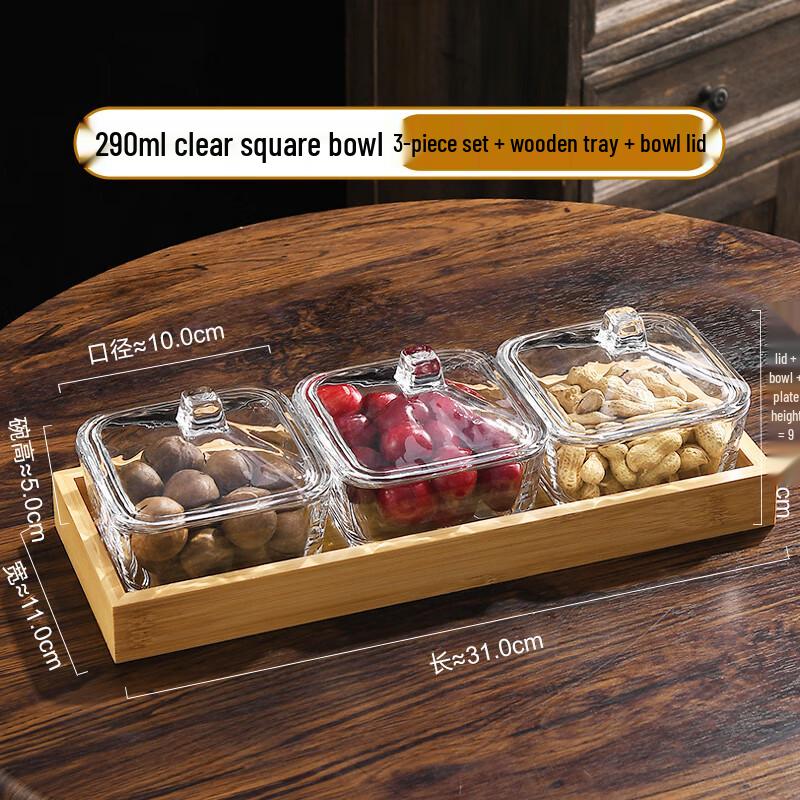 

Divided Glass Serving Platter with Lid and Tray