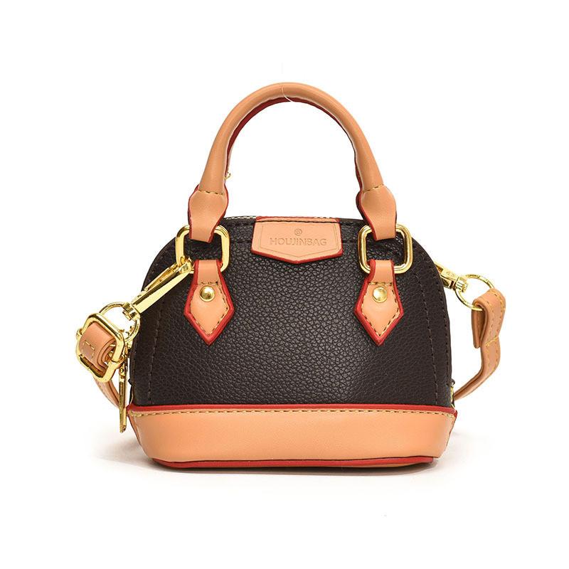 Trendy Korean Style Mini Shell Bag For Kids Unisex Fashionable Color Block Design