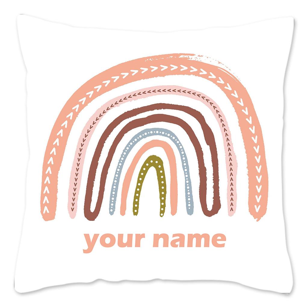 Rainbow Print Custom Cushion Cover Adult Children Personalized Name Customize Pillowcase Home Housewarming Birthday Gifts