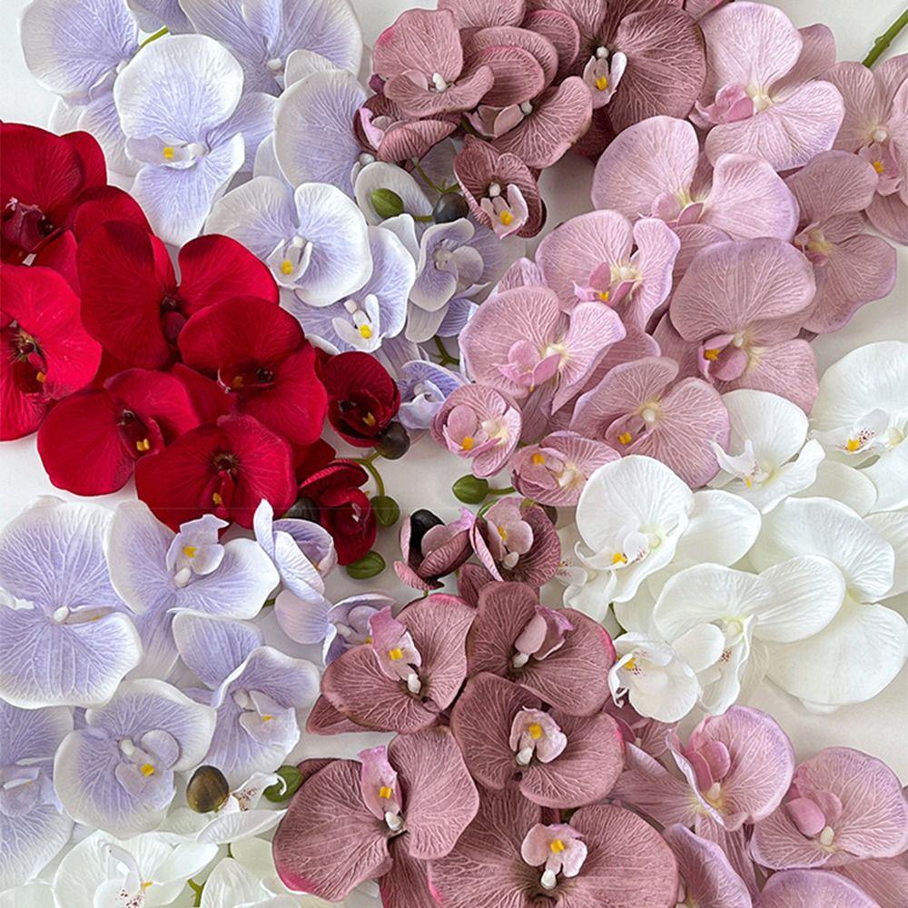 Iron Wire Inner Lining Artificial Butterfly Orchid Fake Phalaenopsis Flower Wedding Decoration