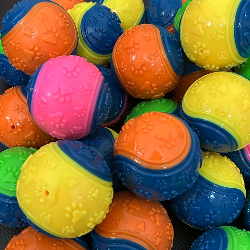 Striped Squeaky Dog Balls, Durable Chew Toys for Dental Health & Training, Non-Toxic, Bite-Resistant, All Breed Sizes, No Battery Needed