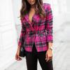 Office Lady Elegant Slim Blazer Autumn Lapel Long Sleeve Button Cardigan Jacket Women Fashion Plaid Print Casual Suit Coats