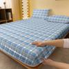 Simple 1 Modern Grid Geometry Printed Matte Fitted Sheet, Bedroom Printed Bed Cover, Bedding Excluding Pillowcases