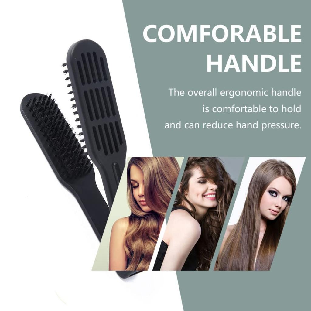 Double Brush Comb,Hair Straightening Brush Double Sided Hair Straightening Comb Heat Resistant Hair Straightening Brush With Handle