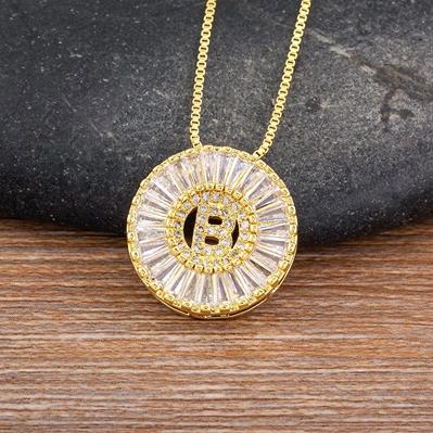 Nidin Name Initials A-Z 26 Zircon Letters Necklace Gold Color Alphabet Clavicle Chain Choker For Women Pendant Collar Jewelry