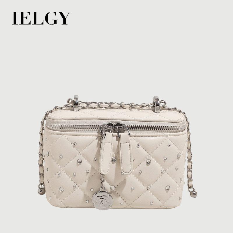 IELGY Diamond Chain Diamond Small Square Bag All-Match Shoulder Messenger Bag