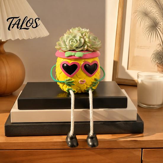 Lustiges Schreibtischornament mit gemalten Details Ananas Tischpflanzgefäß, Sukkulententopf Hängende Beine, Vielseitige Pflanzgefäßbeine Schreibtischorganizer, Tropisch
