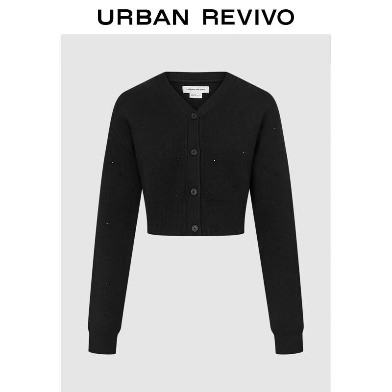 

Женский зимний короткий кардиган UR с V-образным вырезом и стразами M