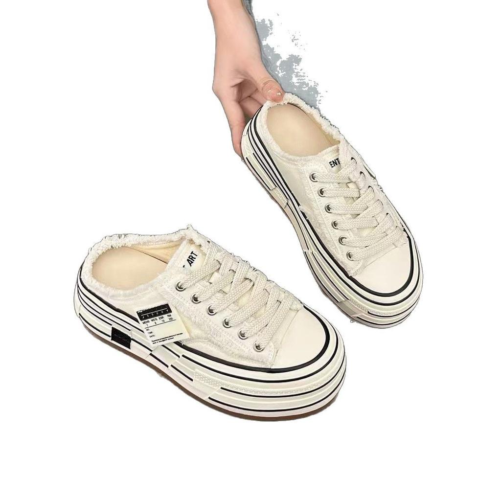 Classic versatile small canvas shoes for women's 2025 spring new versatile comfortable lace-up thick-soled super fire little white shoes