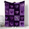 Romantic Purple Heart Print Throw Blanket for Valentine's Day, Birthday, Sofa, Bed, Office, and Home Decor Gift