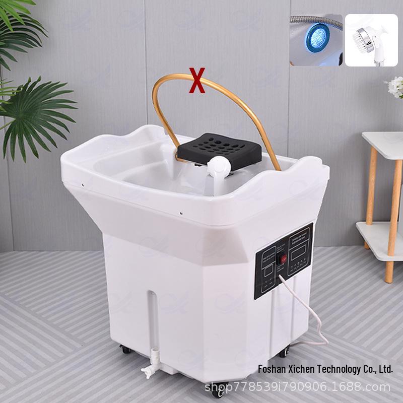 Portable Shampoo Basin with No Plumbing, Water Circulation, Constant Temperature, Top & Bottom Inlet for Salon Head Therapy