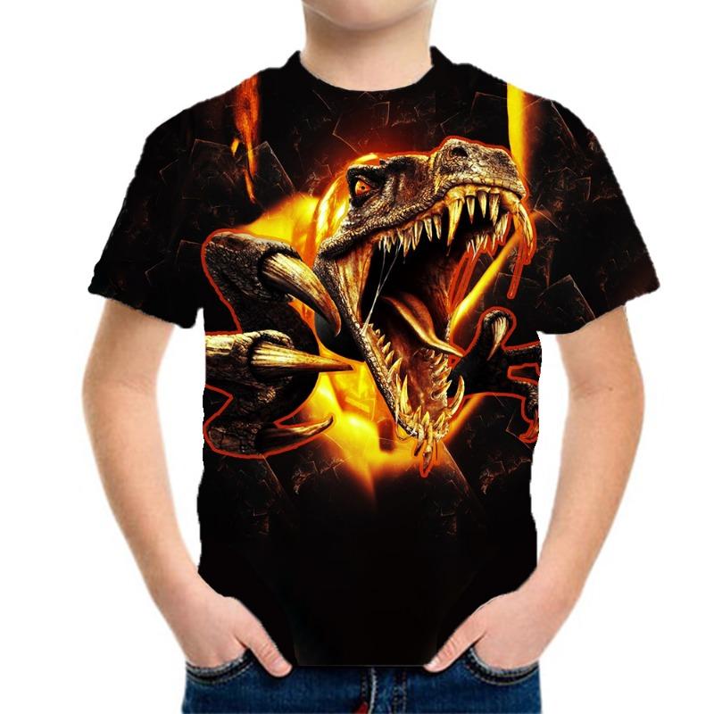Children's Clothing Boys T-Shirt Children's T-Shirts 3D Dinosaur Graphic Print Kids Summer Clothes Fashion Casual Tees Girl Tops