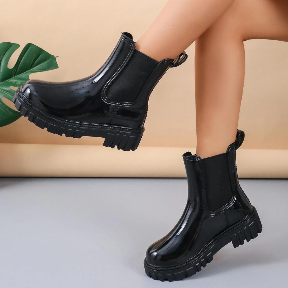 Stivali da Pioggia da Donna Nuovi Stivali da Pioggia in Gomma Impermeabili da Esterno Scarpe da Lavoro da Giardino Suola Spessa Galosce in Gomma Stivali Impermeabili da Donna