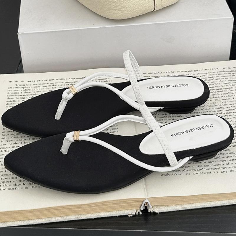 Fashion Pointed Toe Open Toe Comfortable Women Flip Flops Narrow Strap Clamp The Foot Roman Sandals Summer Fashion Vacation Beach Shoes