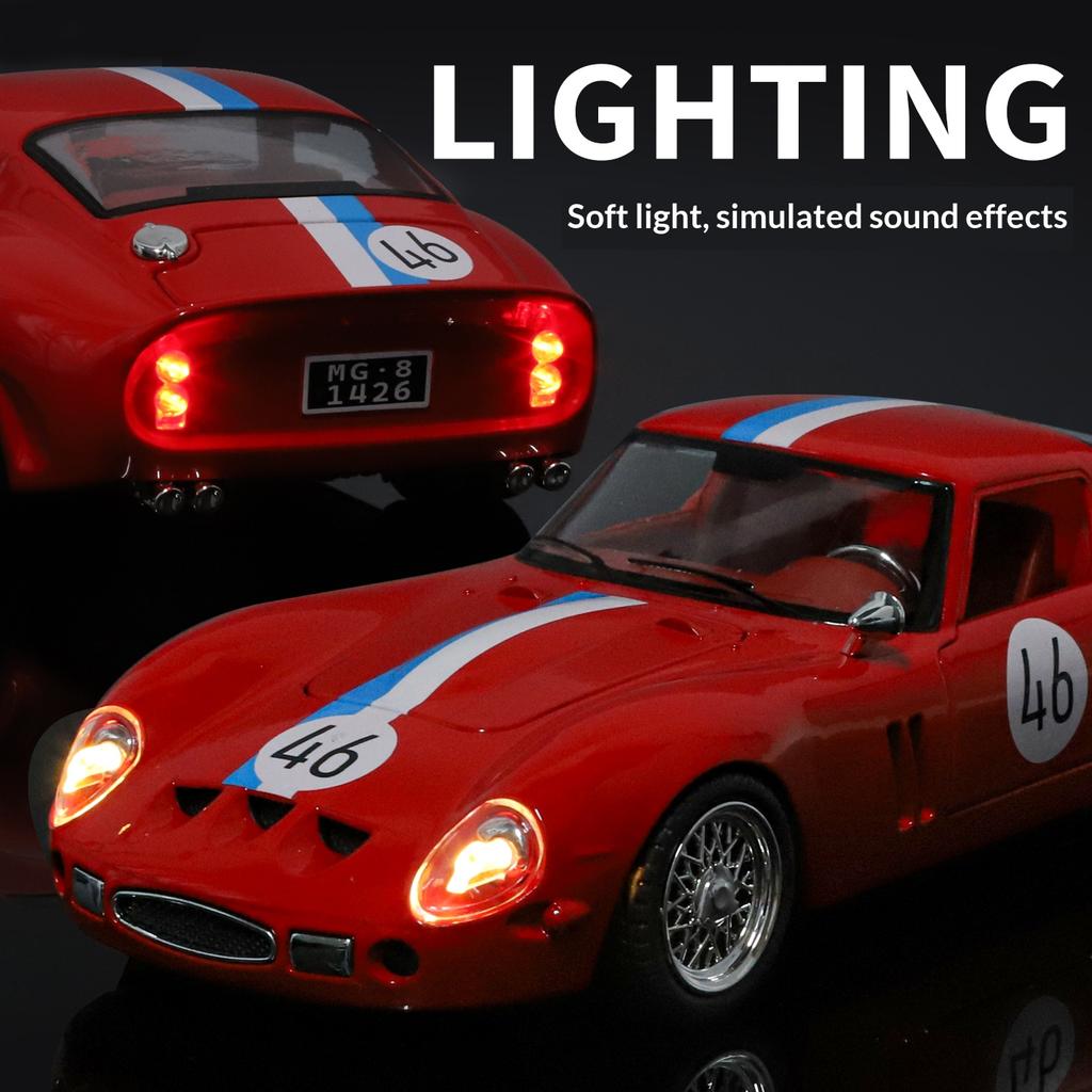 Maßstab 1/24 250-GTO Legierungsauto-Modell Simulation Sound und Licht Retro-Sportwagen Spielzeugauto Sammlergeschenk Schmuckstück