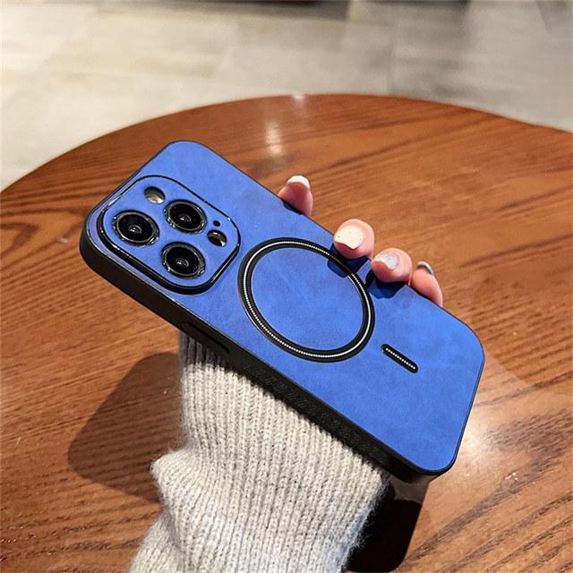 Luxury Wireless Charging Magnetic Cortex Leather Phone Case For Iphone 14 13 12 11 Pro Max 14 Plus 14pro Shockproof Bumper Cover