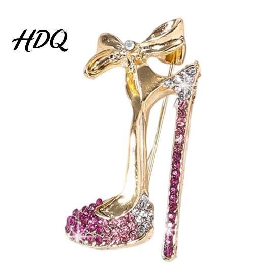 Sparkling Brooch Pin Pin High Heels Bow Shape Lapel with Layered Rhinestone Rhinestones Women Badge for Suits Coats Bags Accessories Wear-resistant