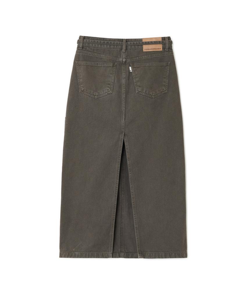 SUNBURNPROJECT String Color Denim Maxi Skirt, Brown