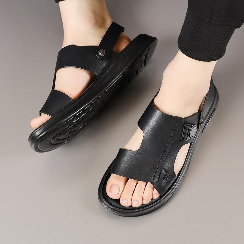 Summer new first-layer cowhide men's beach shoes genuine leather men's leather sandals slippers outdoor sandals breathable men's shoes
