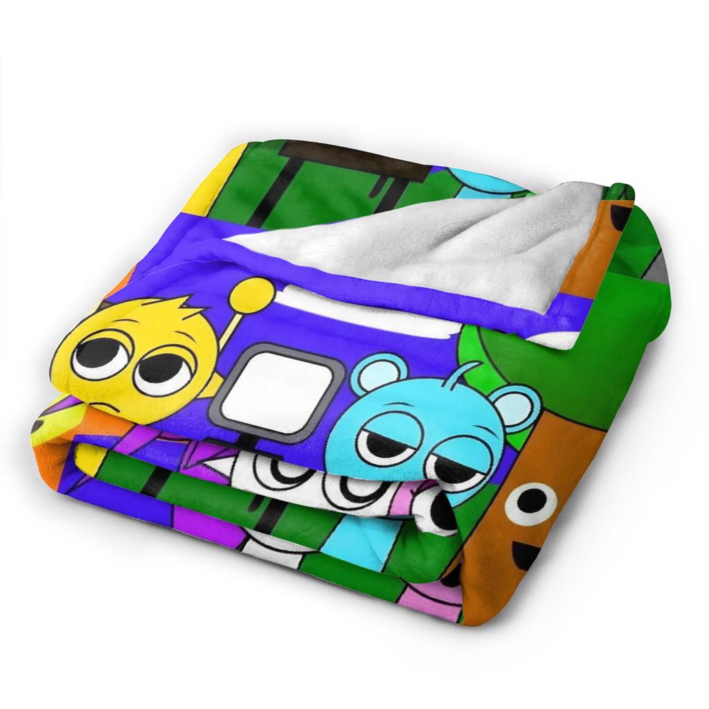Horror Sprunki Beats Music Game Blanket Flannel Funny Warm Throw Blankets for Home Restaurant Autumn/Winter,