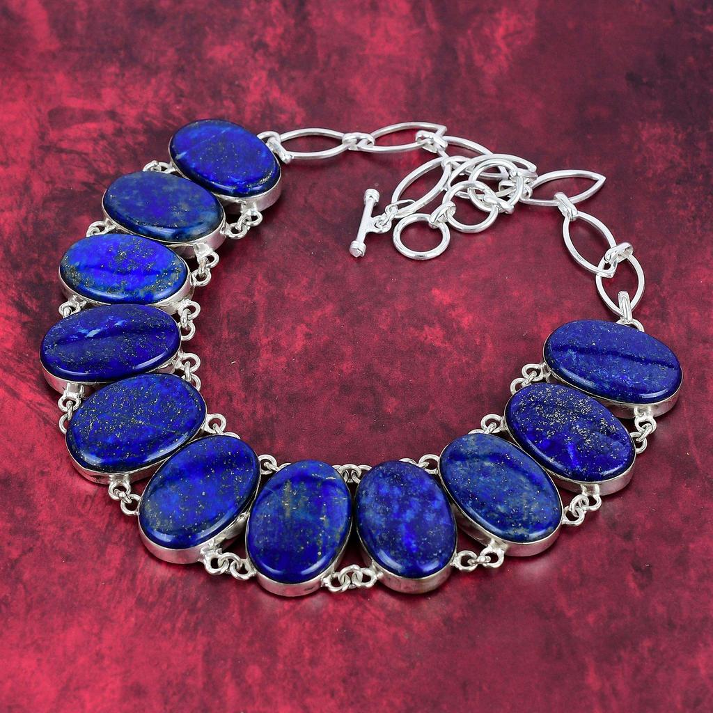 Lapis Lazuli Necklace Handmade Jewelry, 925 Solid Sterling Silver Necklace Designer Gemstone Jewelry, Adjustable Chain Necklace Gift For Mom