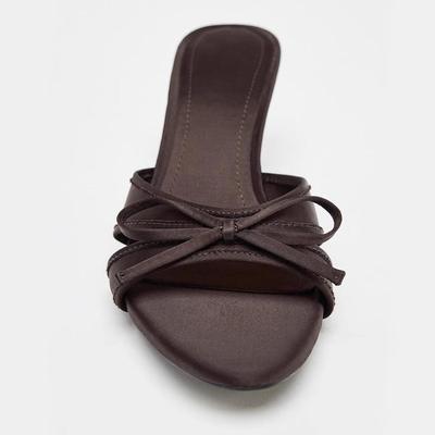 Fashion New Design Style Butterfly-knot Round Head Thin High Heels Women Slippers Fashion Casual Sandals Summer Shoe Chaussure Femme