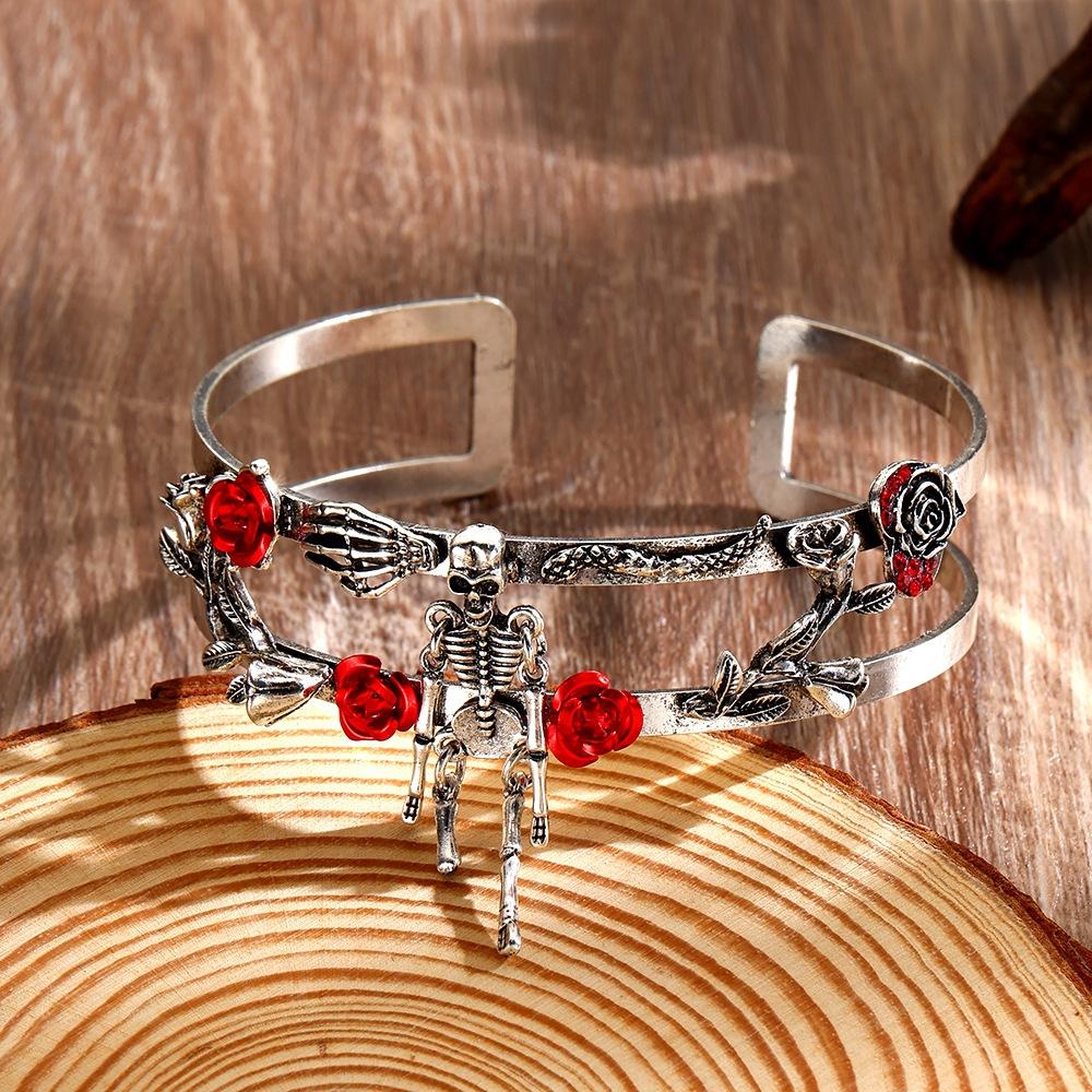 

Ретро темный готический стиль череп бриллиантовый браслет женский, индивидуальный панк хип-хоп повязка на руку на Хэллоуин