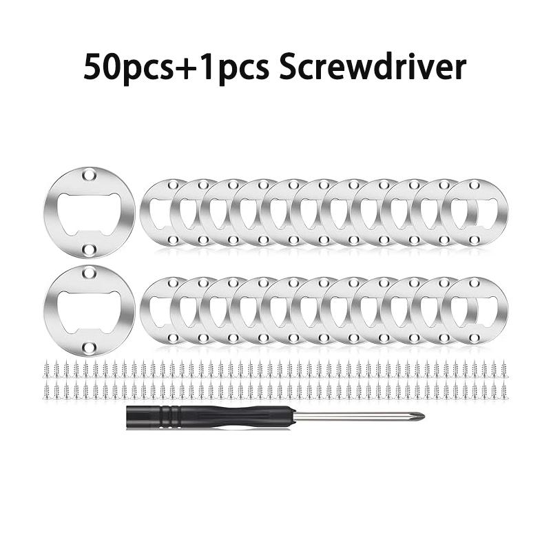 Bottle Opener Insert,Stainless Steel Round DIY Bottle Opener Hardware Kit Hardware Parts Supply with Screws1