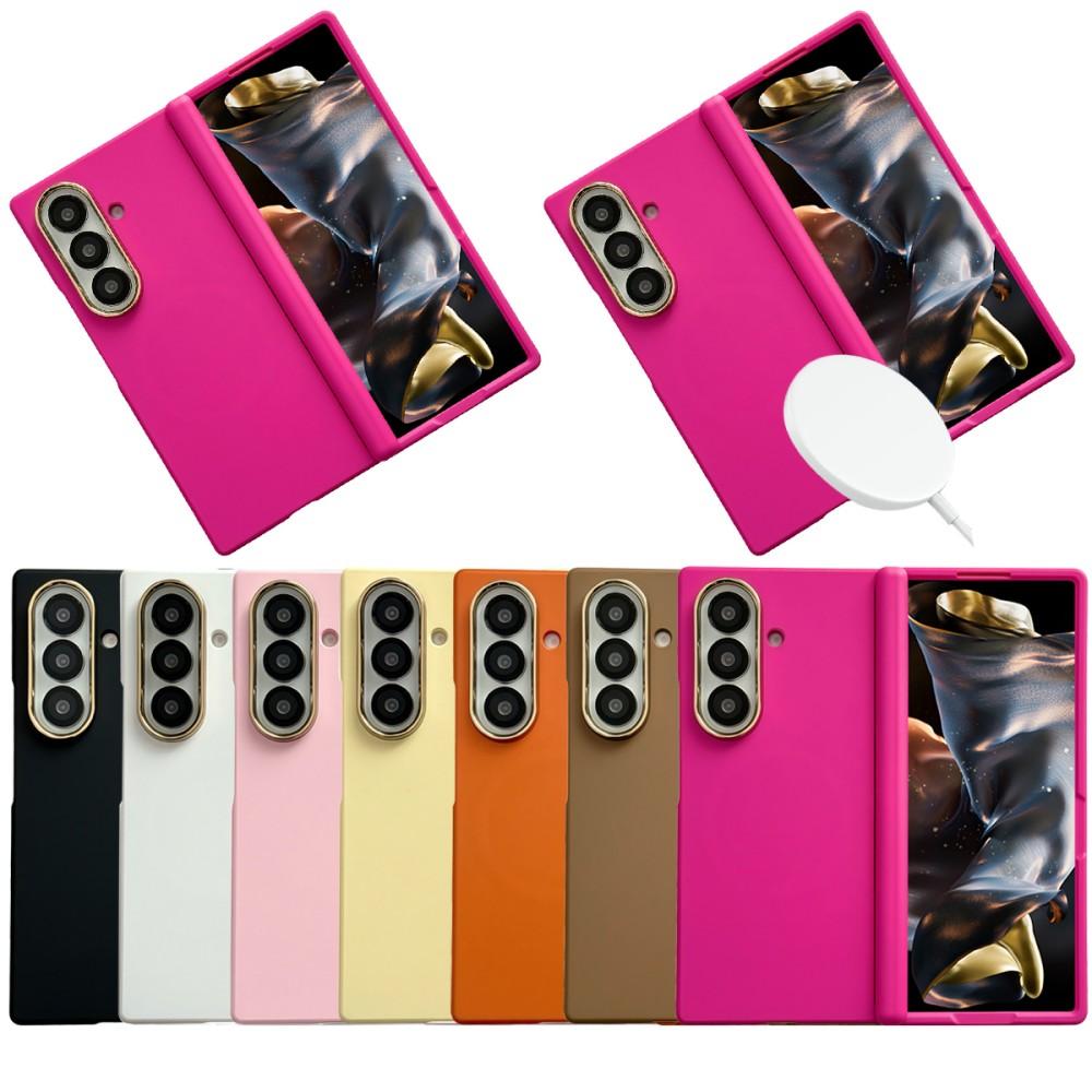 For Samsung Galaxy Z Fold 6 7 5G Solid Color Phone Case Magnetic Wireless Charger PC Hard Shel Hinge Protection Back Cover