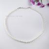 Freshwater Pearl Choker Necklace: 7mm Round, Sterling Silver Necklace