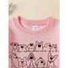 European Sizes Girls' Soft Crewneck Sweatshirt with Cute Dogs Cartoon Pattern, Casual All-Match for Fall Winter, Ideal Present.