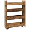 Narrow Storage Trolley 4 Tier Rustic Wood Effect Engineered Wood