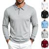Herren S Frühling Herbst Waffelstrick Langarm Poloshirt