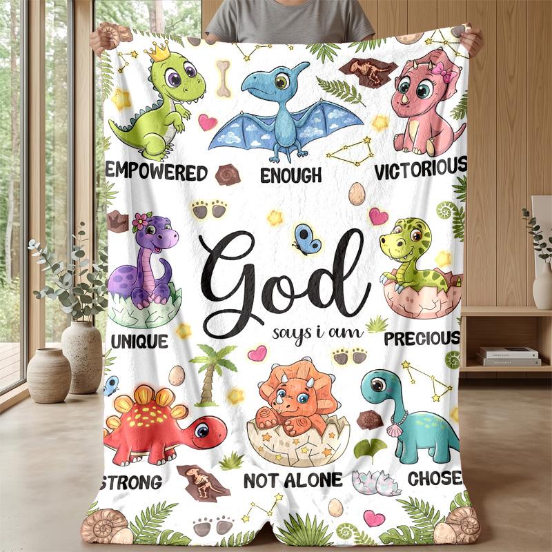 Dinosaur Dreams in the Sky blanket Personalized Name Flannel Blanket Soft Cozy Plush Throw for Sofa Bed Lightweight Home Decor