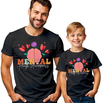 MensFloral Brain Mental Health Awareness T-Shirt Tee Anxiety Emotional#MHA