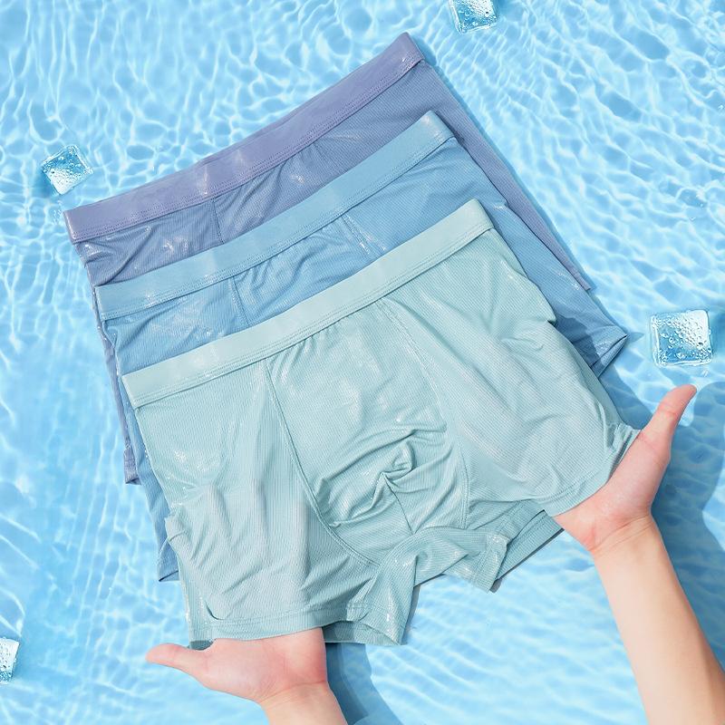 5pcs Men's Underwear Men's Summer Thin Mesh Ice Silk Flat Corner Shorts Four Corner Shorts Boxer Brief
