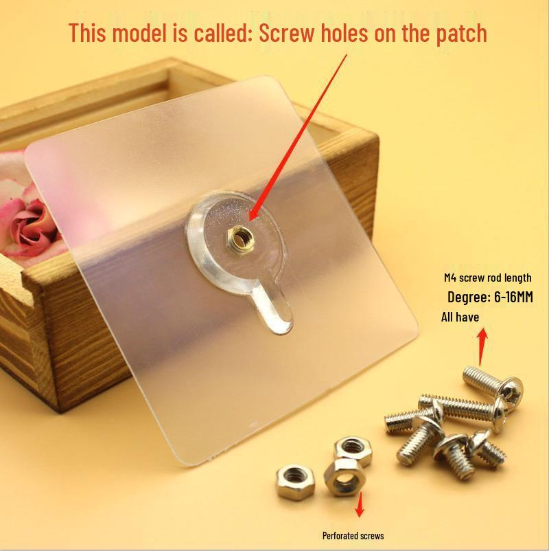 Multi-layer Adhesive Wall-Mount Storage Rack with Transparent Hooks for Bathroom