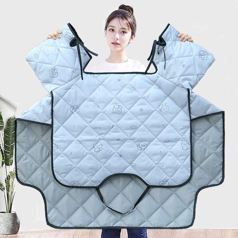 Four Seasons Electric Motorcycle Windshield Cover with Sunshade, Breathable Pockets, and Side Wings for Year-Round Protection.